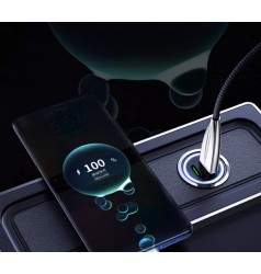 Автомобільний зарядний пристрій 120W з кабелем 3-в-1 (Type-C / Lightning / Micro-USB) швидка зарядка в прикурювач 12V/24V