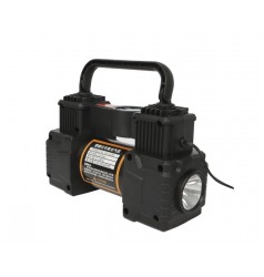 Автомобільний компресор 12V двоциліндровий 200Вт 50л/хв з аналоговим дисплеєм та набором інструментів в кейсі