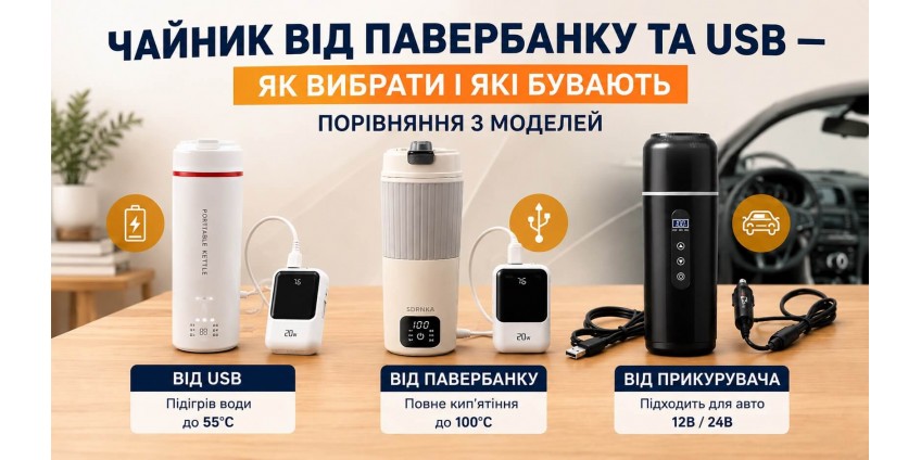 Чайник від павербанку та USB — як вибрати: порівняння 3 моделей Чайник від павербанку та USB — як вибрати: порівняння 3 моделей