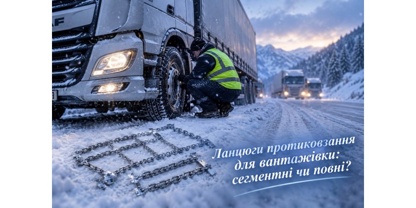Ланцюги протиковзання для вантажівки: сегментні чи повні, як підібрати розмір і одягнути