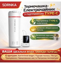 Портативний електричний чайник від розетки 220в та підігрівом від USB 500мл для дому, подорожей та гуртожитку