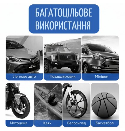 Автомобільний компресор 12V двоциліндровий 200Вт 50л/хв з цифровим дисплеєм та набором інструментів