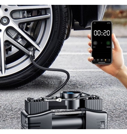 Автомобільний компресор 12V двоциліндровий 200Вт 50л/хв з цифровим дисплеєм та набором інструментів